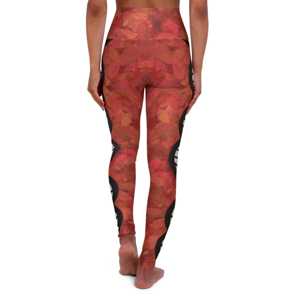 Autumn red leaves DNA leggings for genealogists and skaters and recreational contortionists