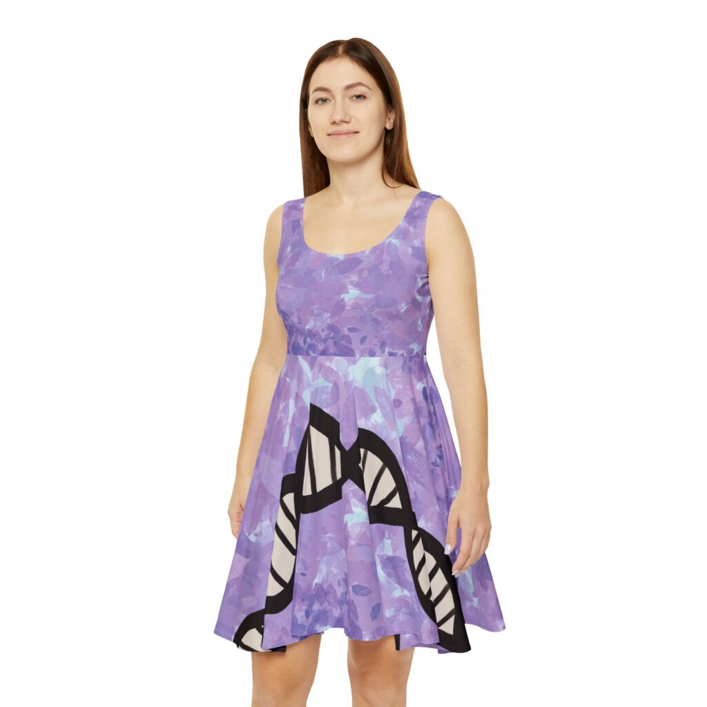 Pastel Purples Super comfy skater-style Green DNA dress for genealogists, geneticists, forensics, or adoptees