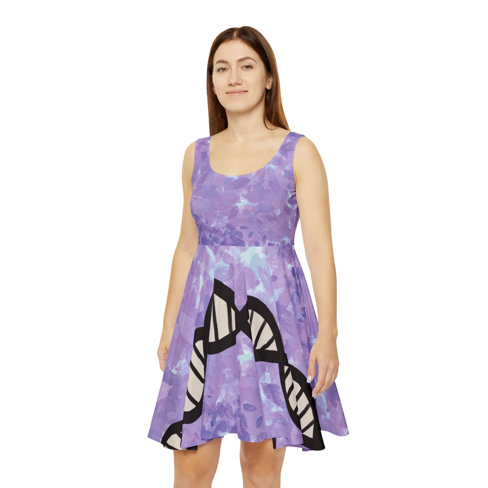 Pastel Purples Super comfy skater-style Green DNA dress for genealogists, geneticists, forensics, or adoptees - Image 3