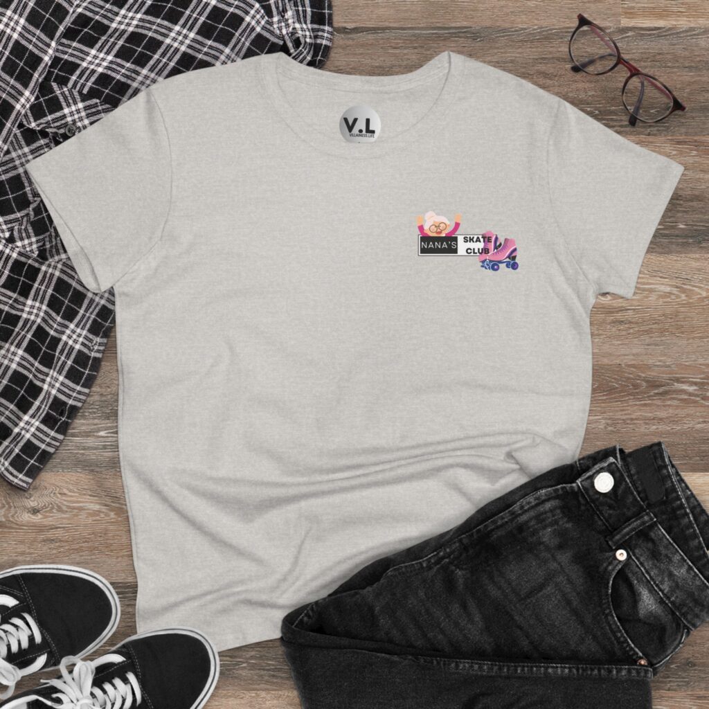 Nana's Skate Club front logo shirt with backside advising everyone to "Bend Your Knees" probably because Nana is sick of watching people fall down