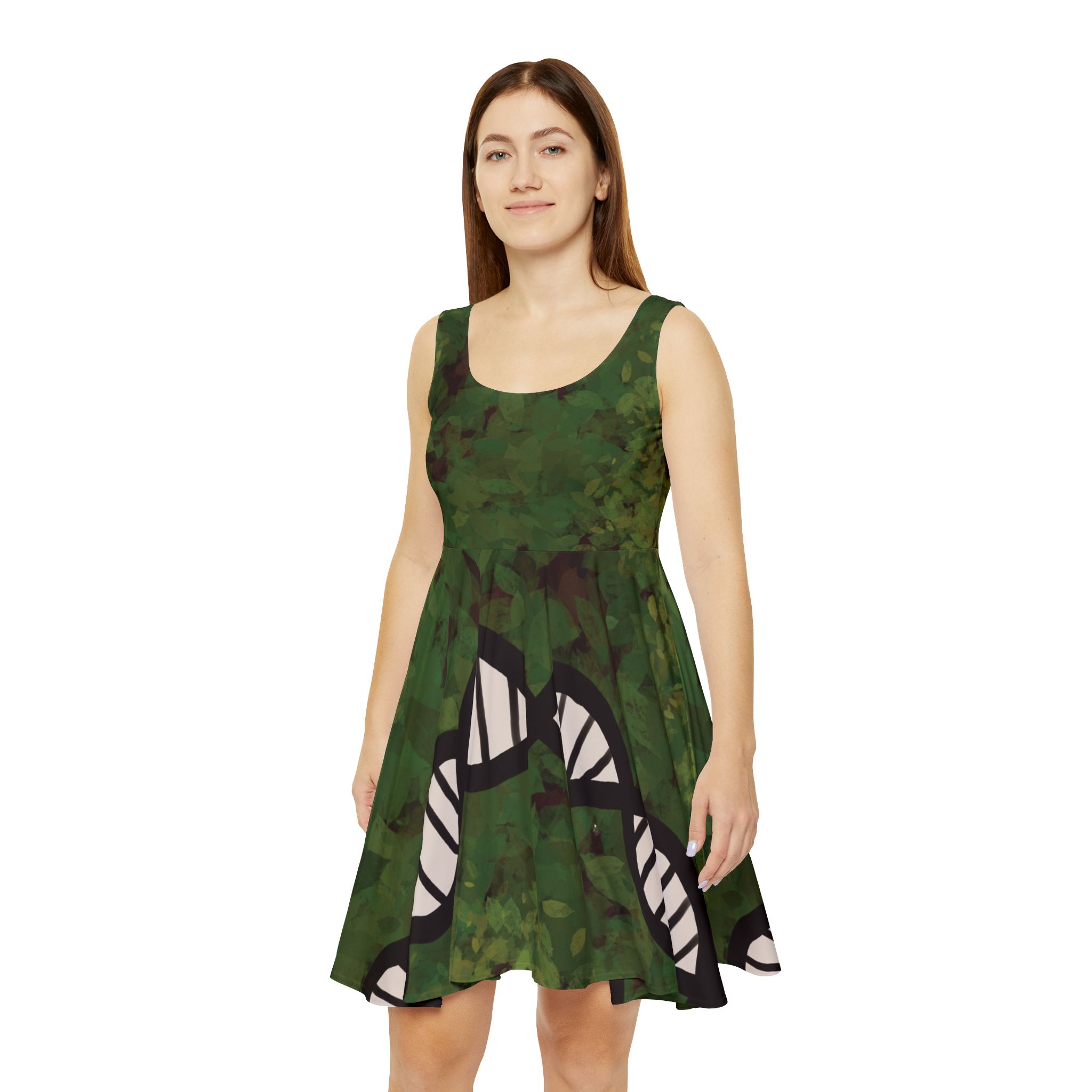 Super comfy skater-style Green DNA dress for genealogists, geneticists, forensics, or adoptees - Image 3