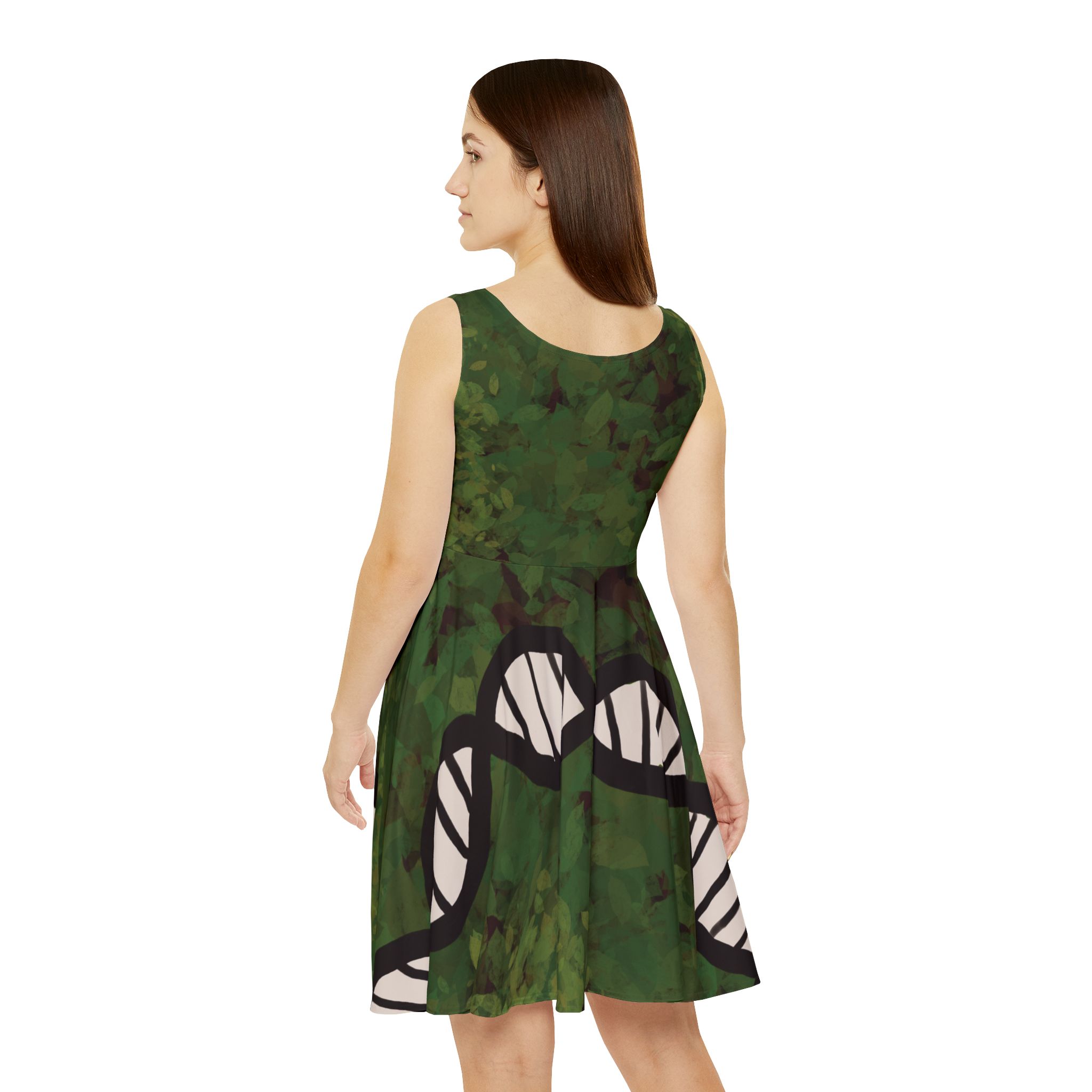 Super comfy skater-style Green DNA dress for genealogists, geneticists, forensics, or adoptees - Image 4