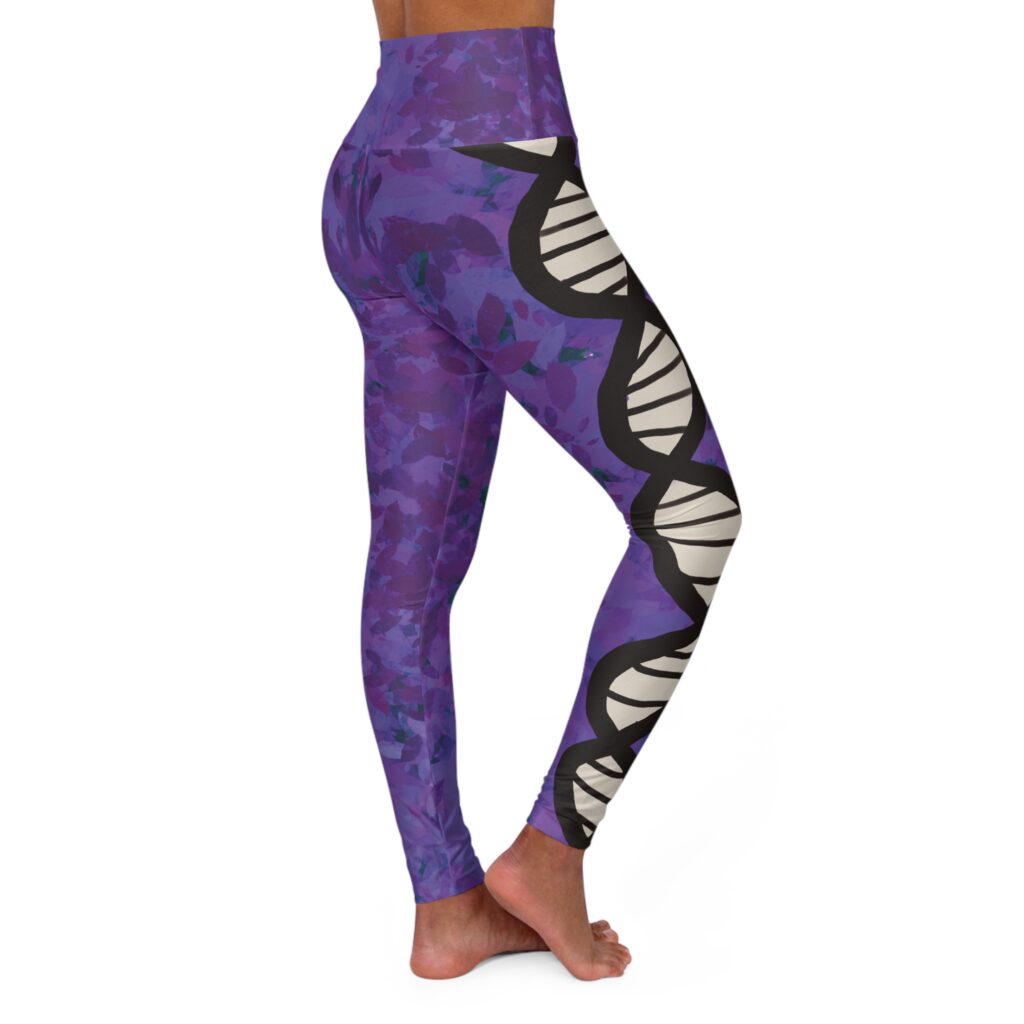 Indigo / purples high waisted DNA leggings for genealogists and rollerskaters