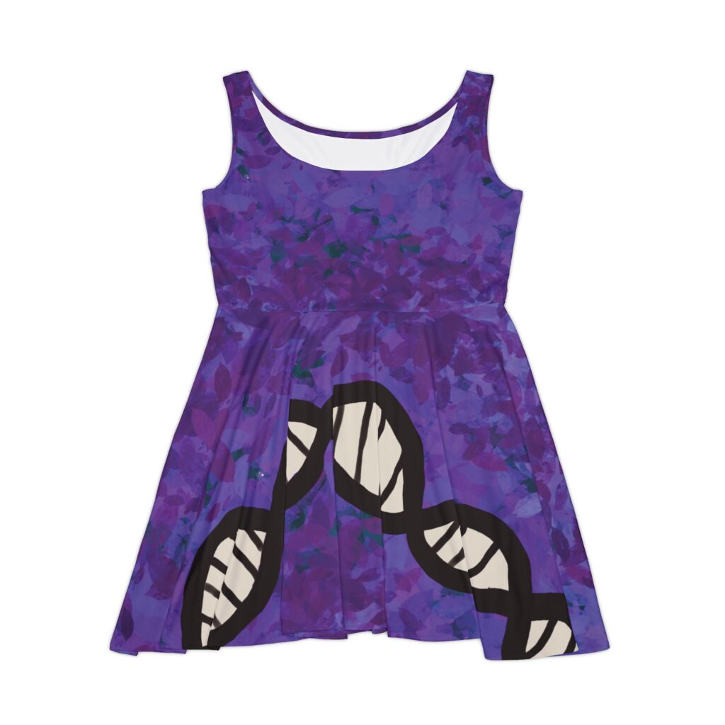 Super comfy skater-style Deep Purple DNA dress for genealogists, geneticists, forensics, or adoptees