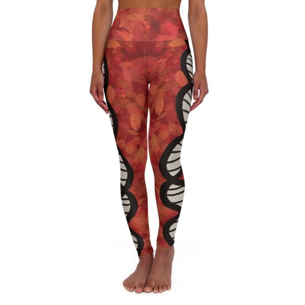Autumn red leaves DNA leggings for genealogists and skaters and recreational contortionists