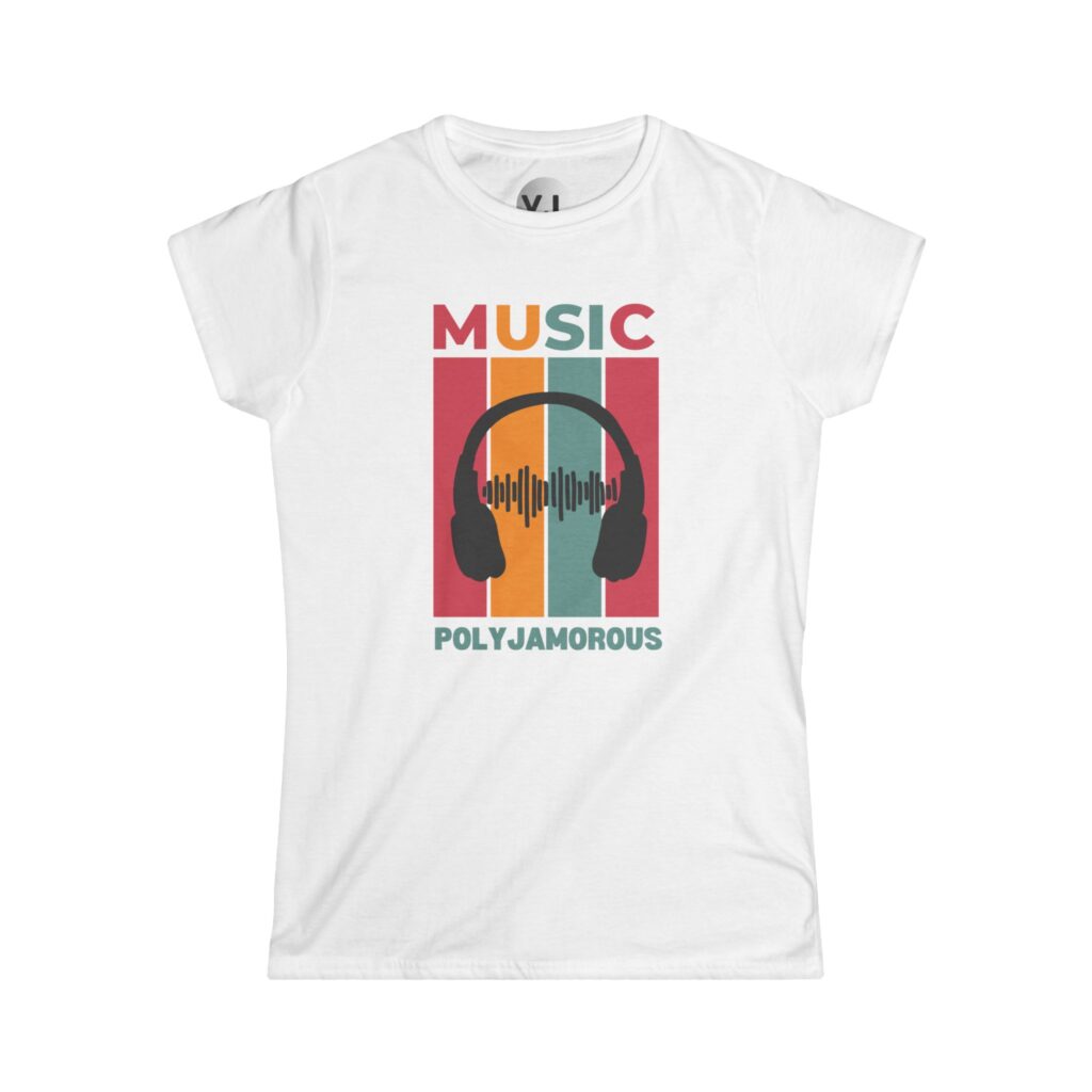 Music - Polyjamorous for music lovers, fans of all music, silhouette of beats style headphones and music waves