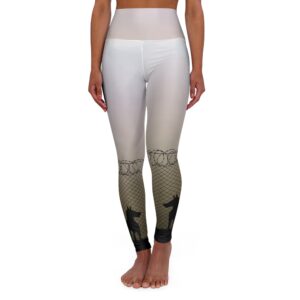 Let your dogs out - super supportive high-waisted skating leggings, dog silhouette with chain link fence and barbed wire - Image 4