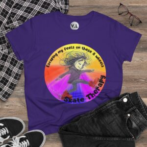 Escaping my Feels on These 8 Wheels Skate Therapy Shirt for roller skaters, Quad skaters - Image 21