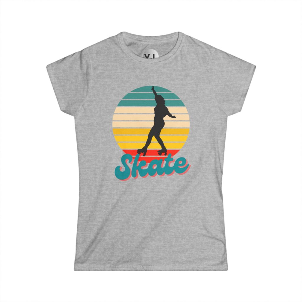 Rainbow sunset banner Skate shirt for roller derby, rollerskating, street skating, quad skates and rollerblader shirts