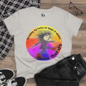 Escaping my Feels on These 8 Wheels Skate Therapy Shirt for roller skaters, Quad skaters - Image 6