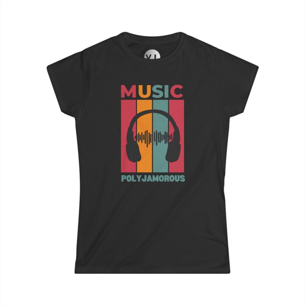 Music - Polyjamorous for music lovers, fans of all music, silhouette of beats style headphones and music waves