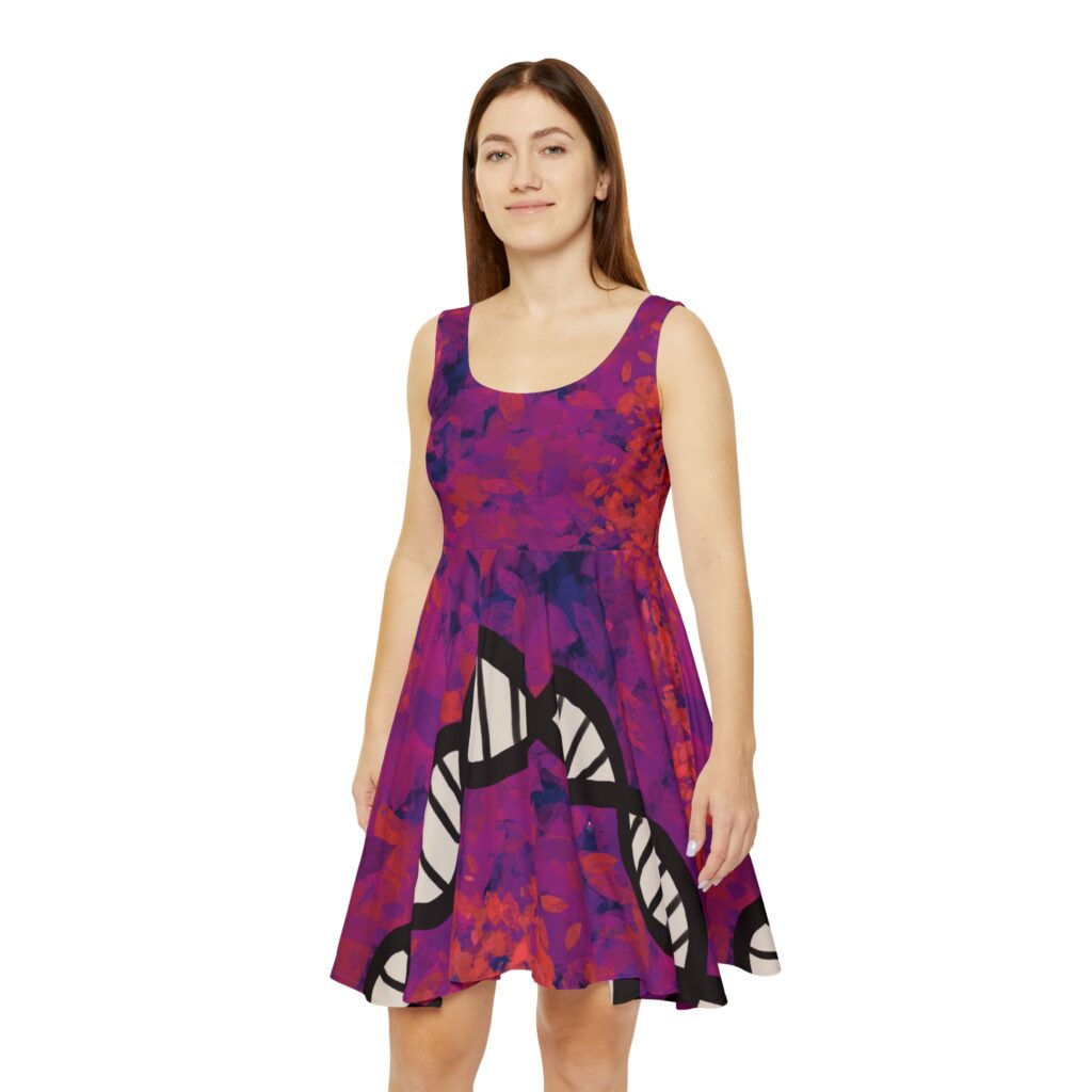 Comfy skater-style Pink & Purple DNA dress for genealogists, geneticists, forensics, or dog breeders