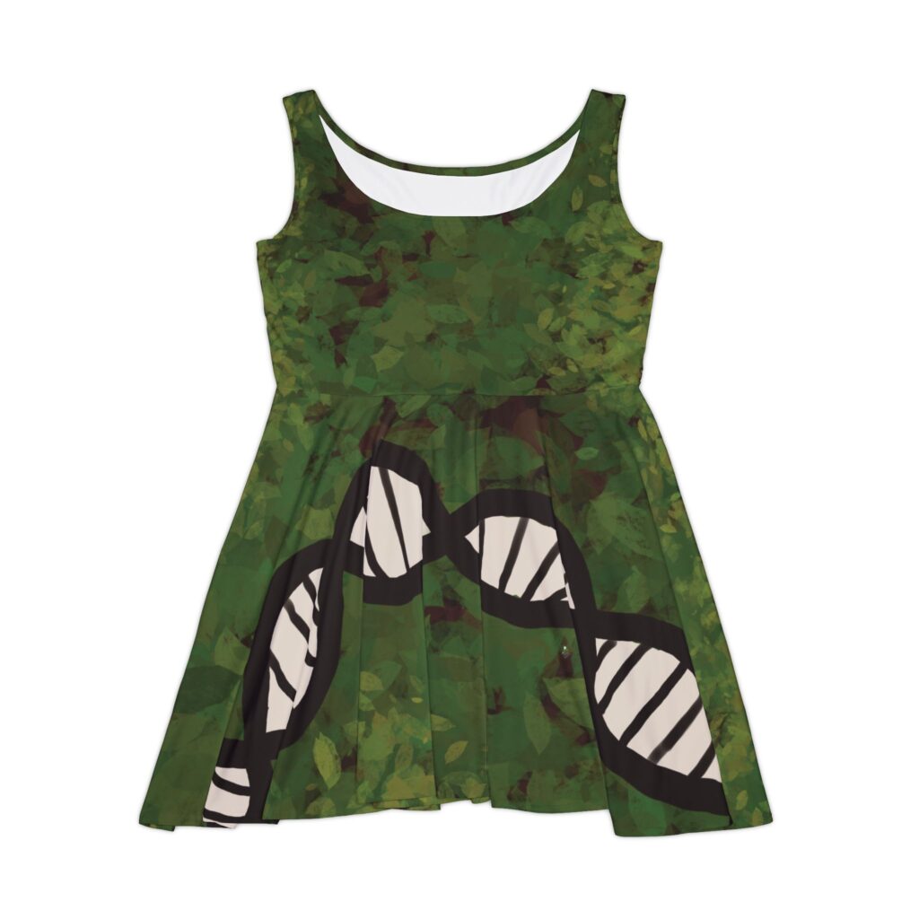 Super comfy skater-style Green DNA dress for genealogists, geneticists, forensics, or adoptees