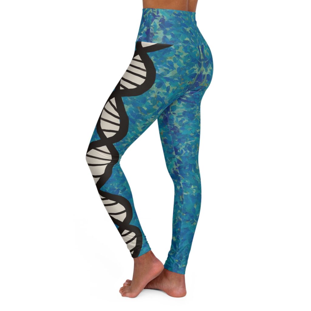 Heavenly blues DNA themed leggings for genealogists, geneticists, science lovers and comfy humans