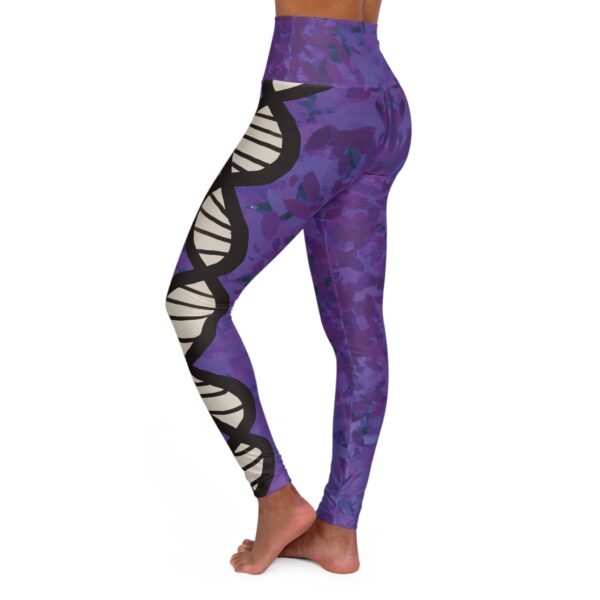 Indigo / purples high waisted DNA leggings for genealogists and rollerskaters