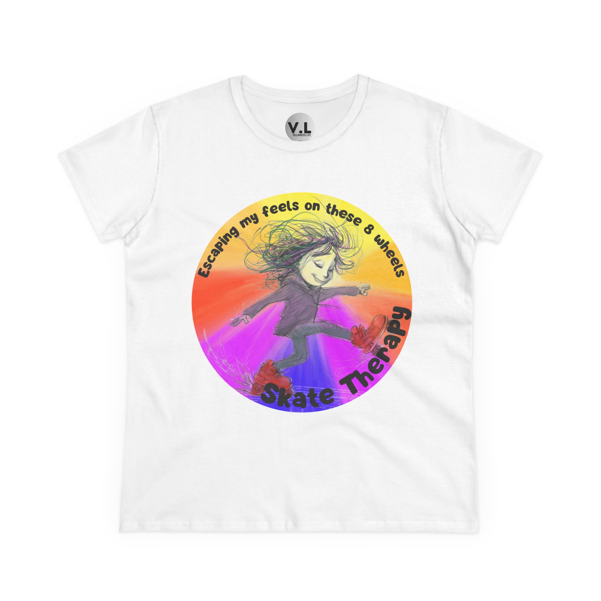 Escaping my Feels on These 8 Wheels Skate Therapy Shirt for roller skaters, Quad skaters - Image 33