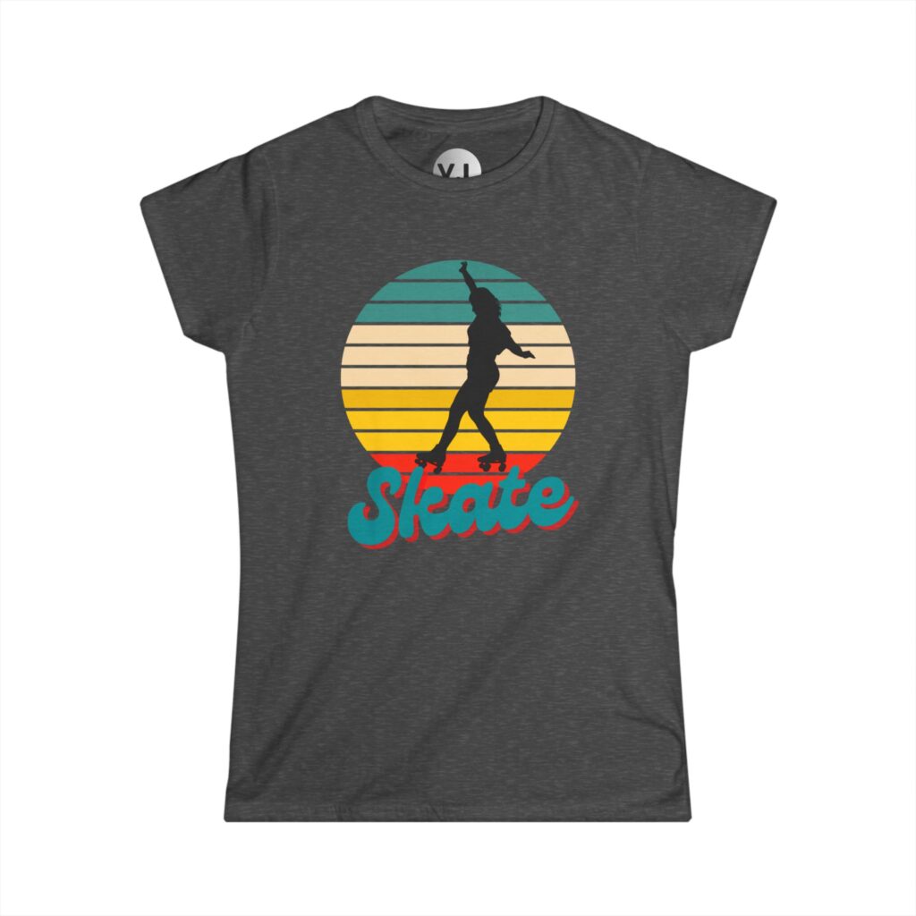 Rainbow sunset banner Skate shirt for roller derby, rollerskating, street skating, quad skates and rollerblader shirts