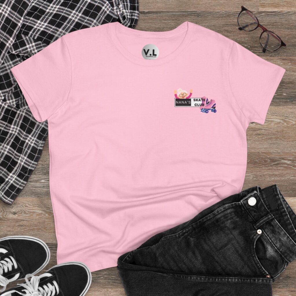 Nana's Skate Club front logo shirt with backside advising everyone to "Bend Your Knees" probably because Nana is sick of watching people fall down