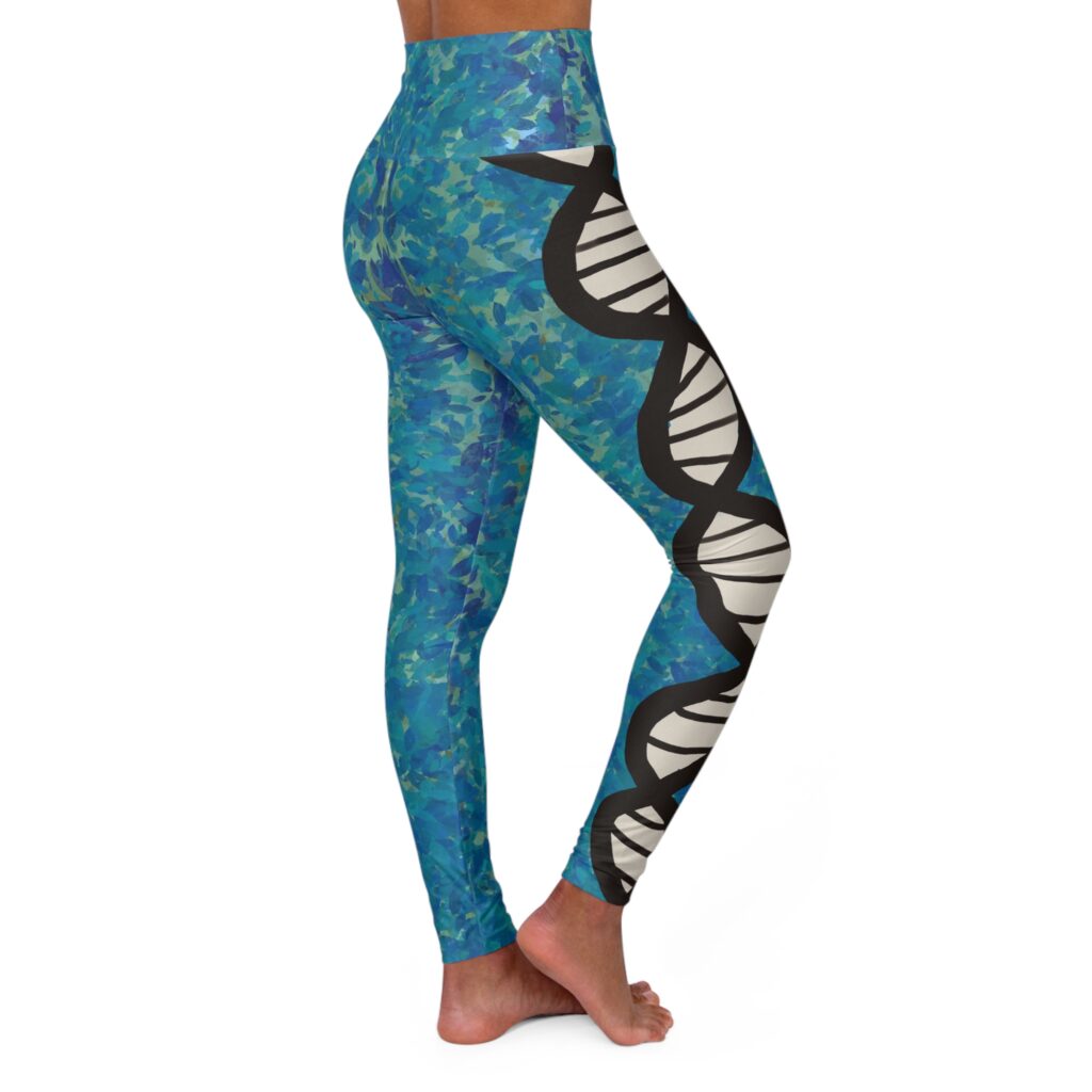 Heavenly blues DNA themed leggings for genealogists, geneticists, science lovers and comfy humans